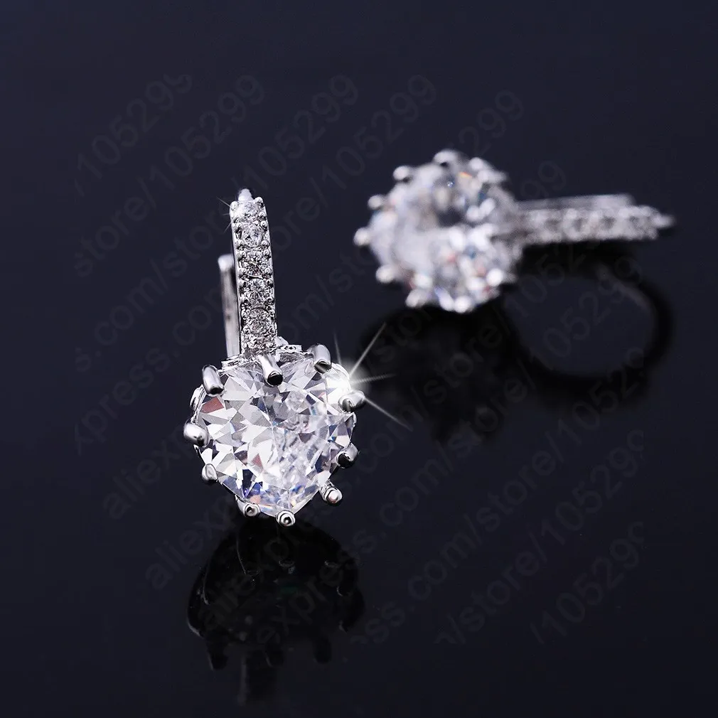 Blue Purple White Heart Band Cubic Zirconia Stone Earrings Real Pure 925 Sterling Silver Jewelry Fashion Women Favourites image 4