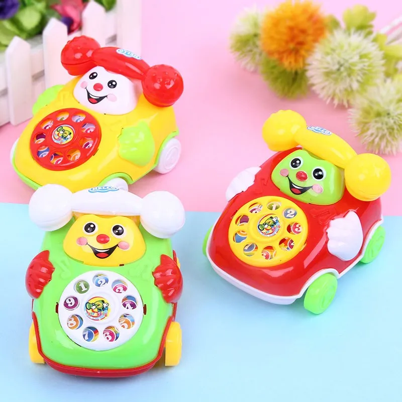 Clockwork Toys Baby Simulation Phone Toys Cartoon Pull Line Phone Gift Develop Intelligence Education Wind Up Toys For Kid