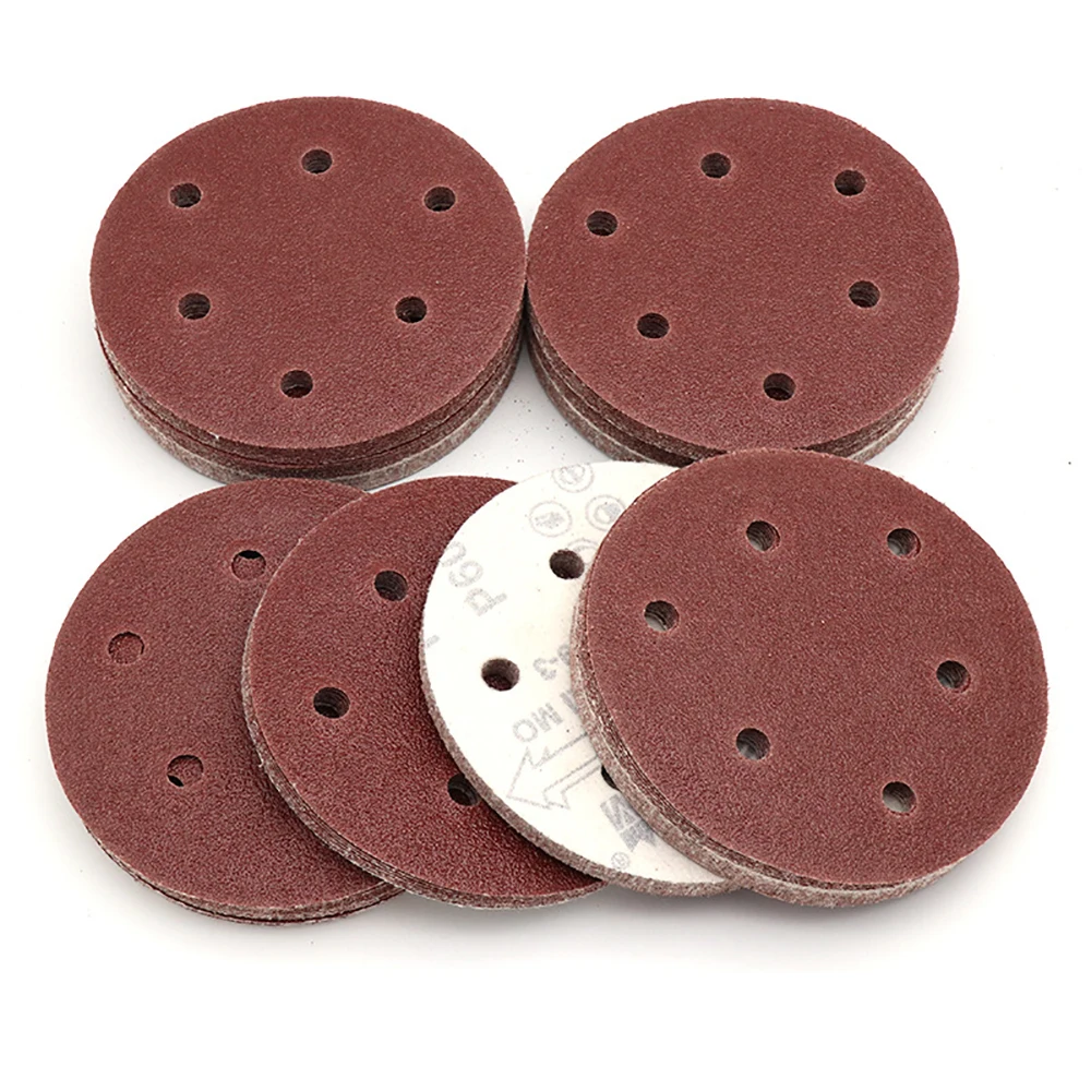 5/10PCS 125mm Hook & Loop Sanding Discs 6 Hole Sandpaper Orbital Sander Pads 40-800 Grit