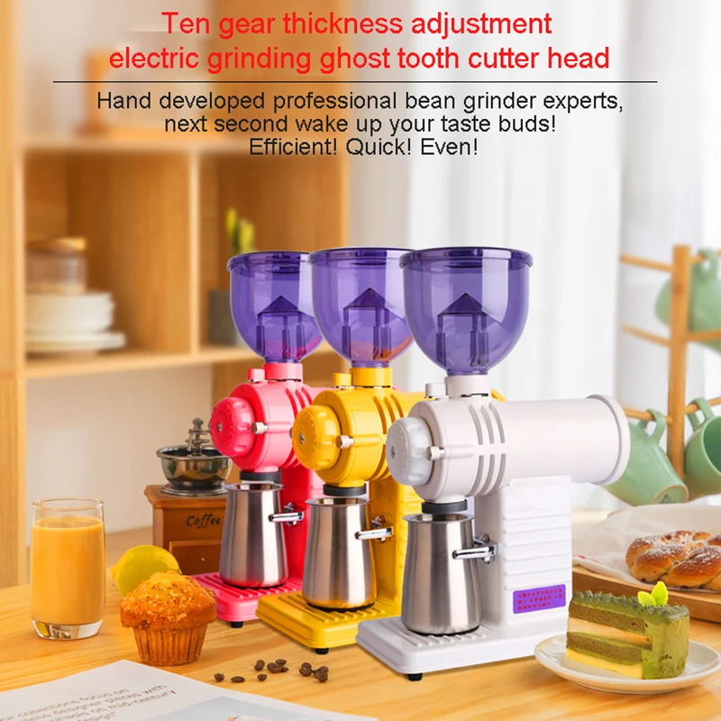 전문 전기 커피 그라인더 자동 10 기어 조정 가능한 200W 유령 치아 버 커피 콩 연삭 기계 110V/220V