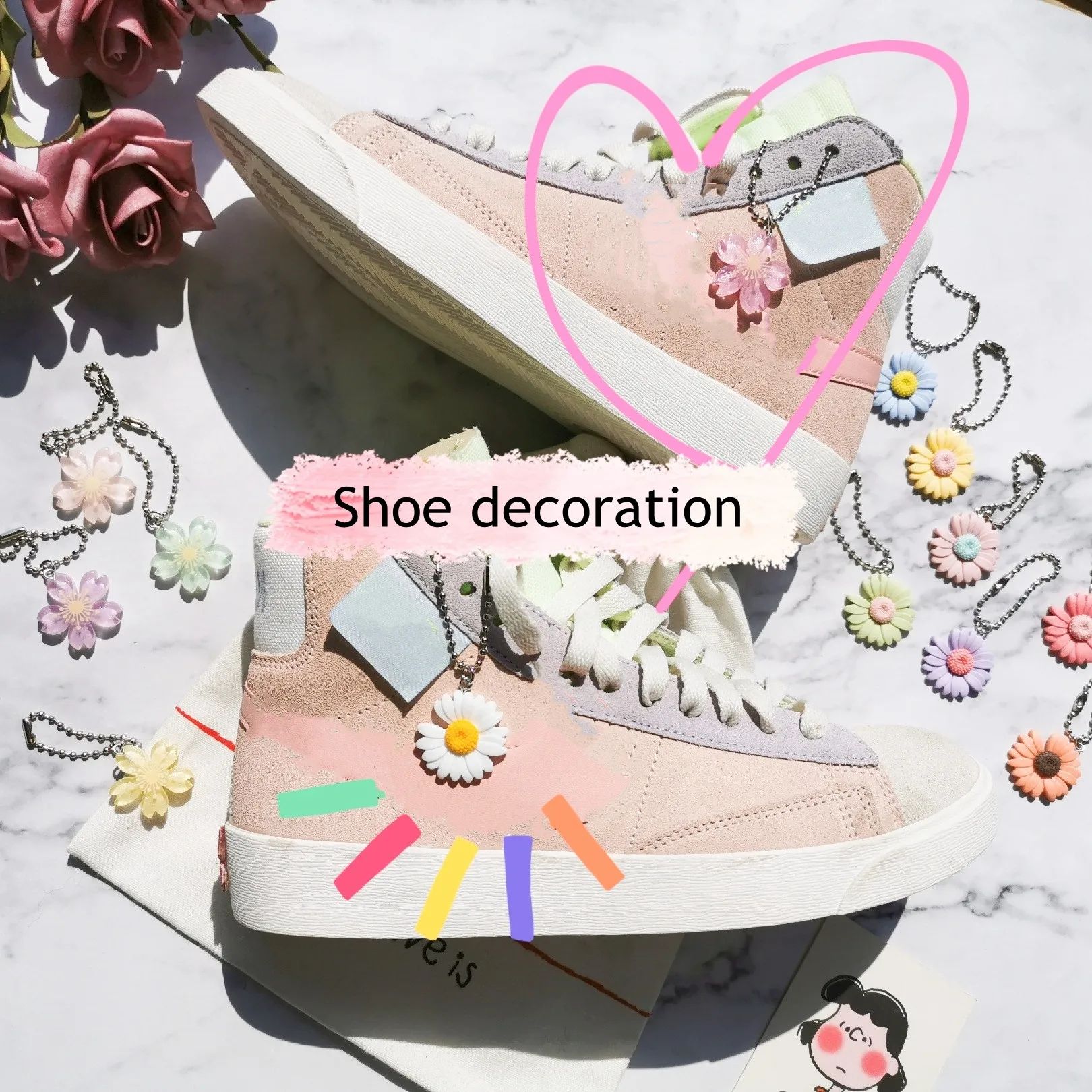 1PCS DIY Shoe Chain Decoration Girls And Children Shoes Flowers Accessories Trend Creative Shoelace Decorative Shoes Accessories