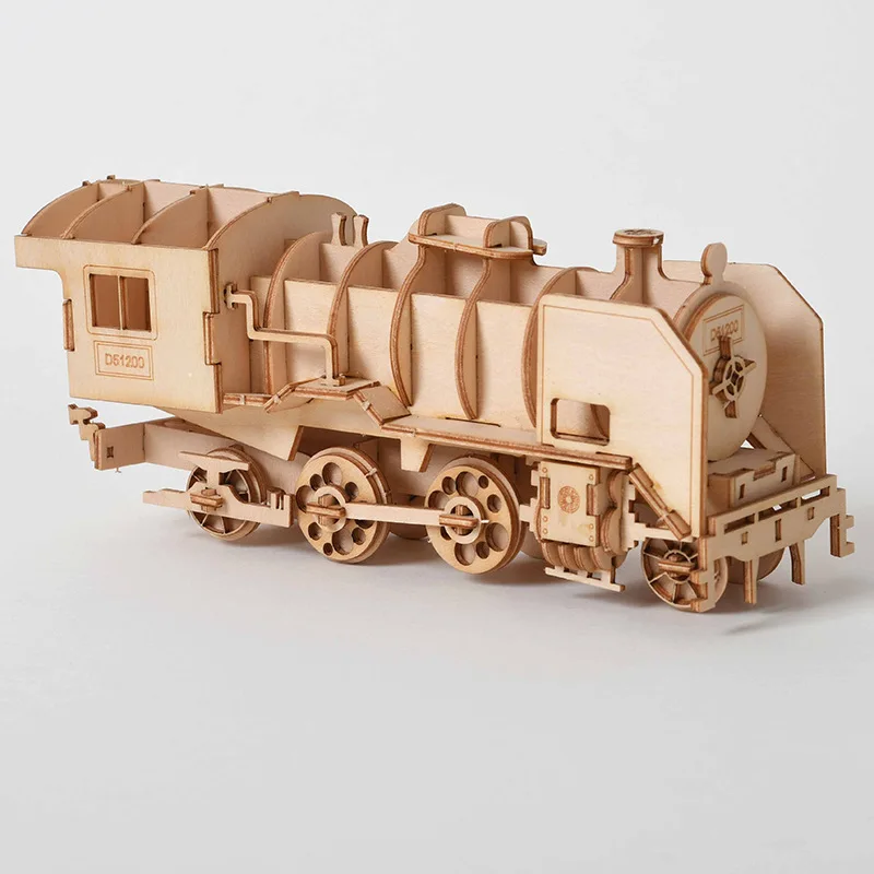 Bricolage 3d puzzle en bois pour assemblage Puzzle découpe Laser bateau à voile biplan Locomotive à vapeur Train jouet bricolage Kit pour adultes enfant