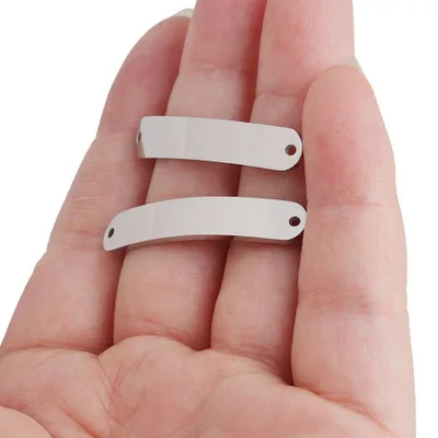 10 pieces Size 6*35mm Two Hole Connectors Mirror Polish Stainless Steel Bend Blank Charms DIY Jewelry Making Findings