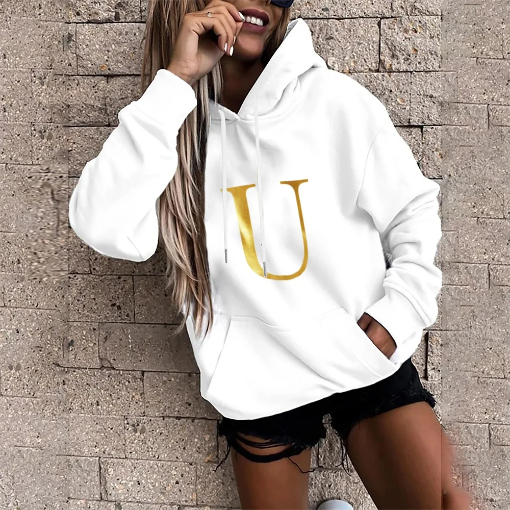 

Fashion Hoodie Women's Harajuku Oversized Pocket Pullover Hoodie Long Sleeve Autumn Tops U-print Ladies Sports Pullover