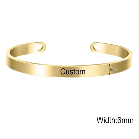 6mm Johnny Hallyday Custom Name Bracelet Stainless Steel Cuff Bangle Custom Nameplate for Women Men Jewelry SL-068