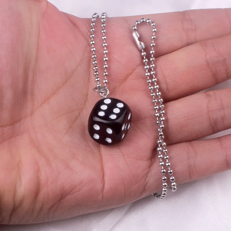 Black White Funny Punk Dice Necklaces For Women Collier Femme Accesorios Mujer Fashion Personality Jewelry Cool Dices Necklaces