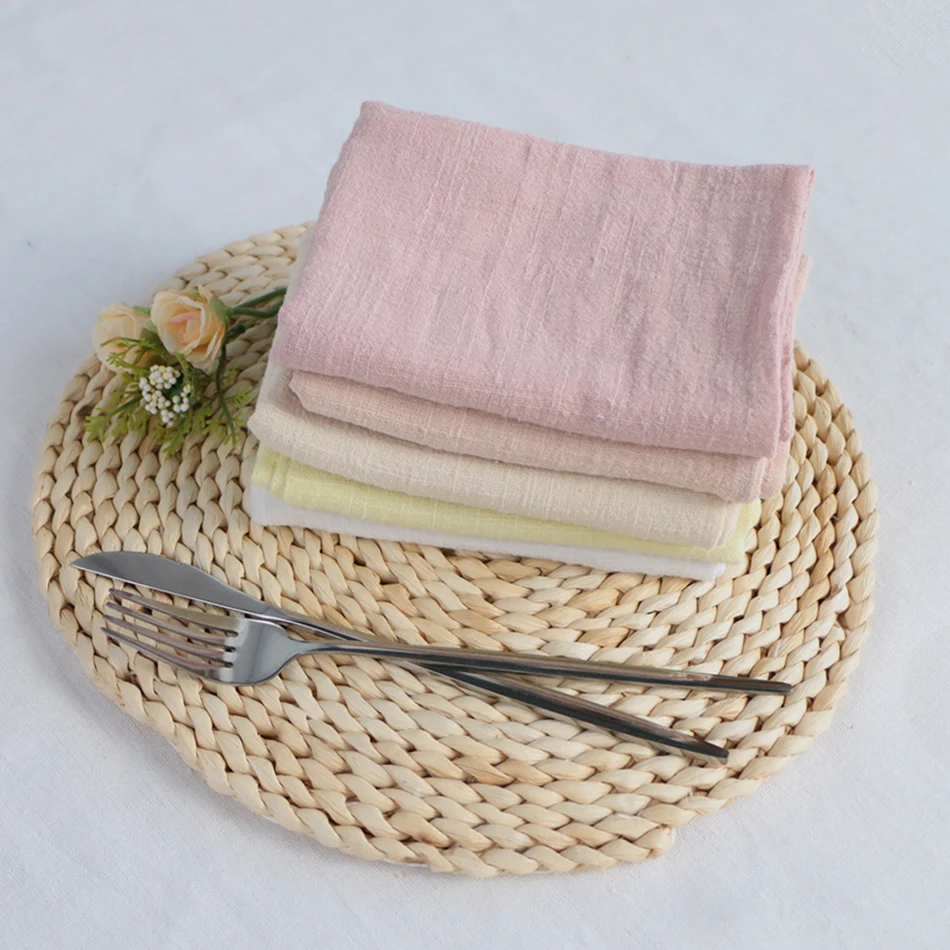 Handmade Gauze Cotton Cloth Linen Shell Fabric Cheesecloth Solid Color Can Be For Diy Napkins Table Runner Tablecloth Costume