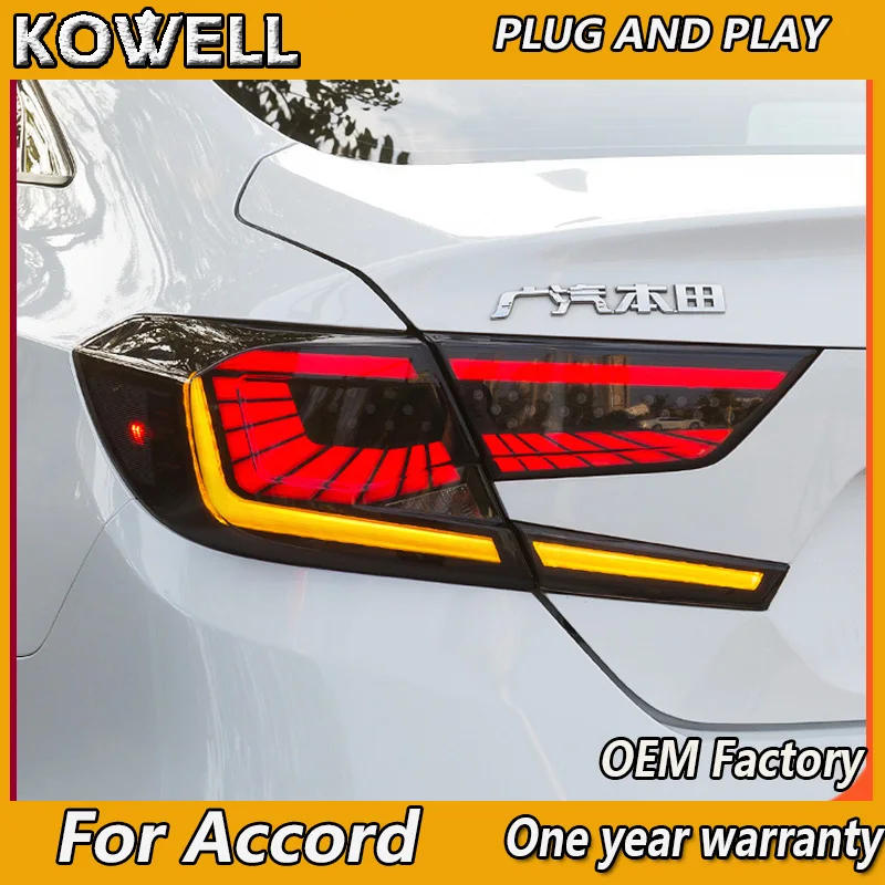 KOWELL car Styling for Honda Accord 2018 2019 taillights TAIL Lights All LED Honda Accord taillight Rear Lamp dynamic turn signa