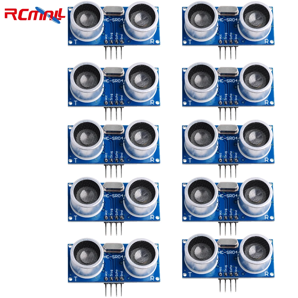 RCmall 10Pcs HC-SR04 Ultrasonic Module 3.3-5V Wave Detector Ranging Module HC SR04 HCSR04 Distance Sensor For Arduino