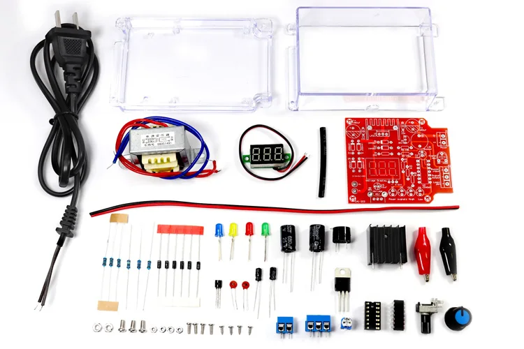 New LM317 Adjustable power supply diy electronic kit set  220V TO DC1.25-12V Voltmeter Welding training