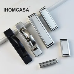 Equipment Cabinet Door Handles Furniture Kitchen Drawer Door Knobs Black Hidden Recessed Cabinet Pulls Sliding Door Hardware