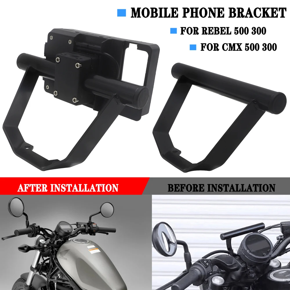 

2Motorcycle Mobile Phone GPS Mount Navigation Bracket Wireless Charging Stand For Honda REBEL CMX 500 300 CMX500 CMX300 2017-202