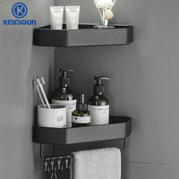 Kmmoun Bathroom Shelf Corner Space Aluminum Bathroom Triangle Basket Shower Room Storage Rack Wall Mounted Black/Matte/Grey