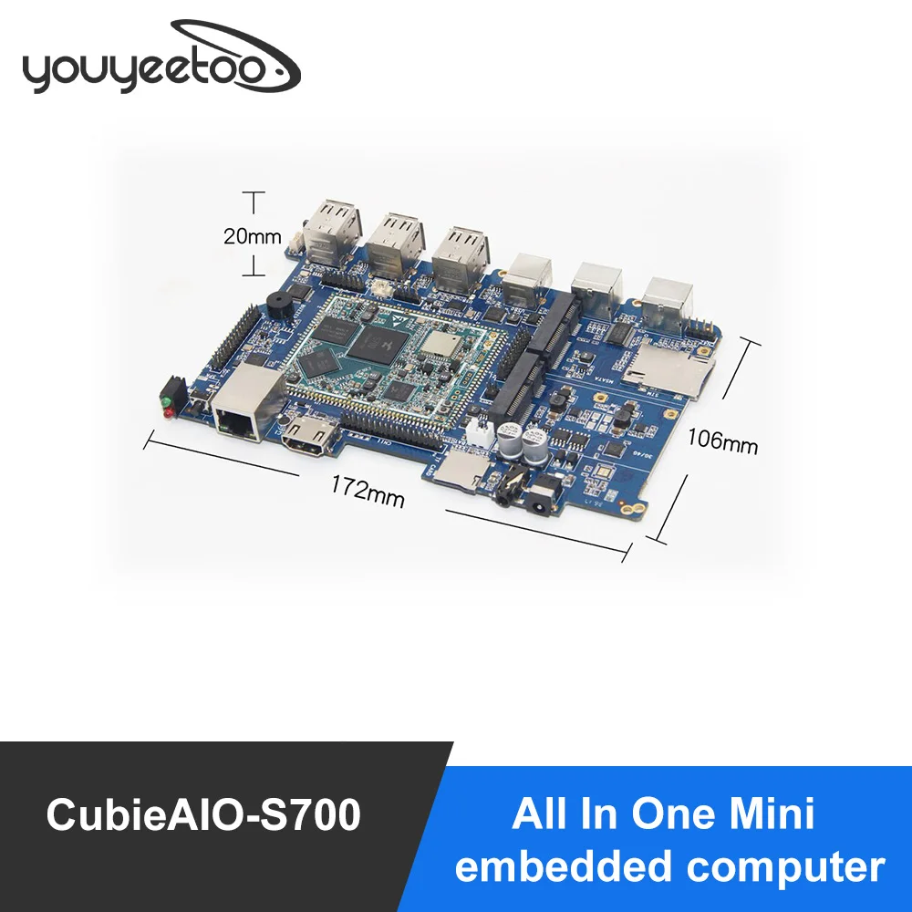 

5 pcs CubieAIO S700 Board open source All In One Mini embedded computer Android Linux UART x4 USB x6 64Bit CPU, ARM DEMO BOARD