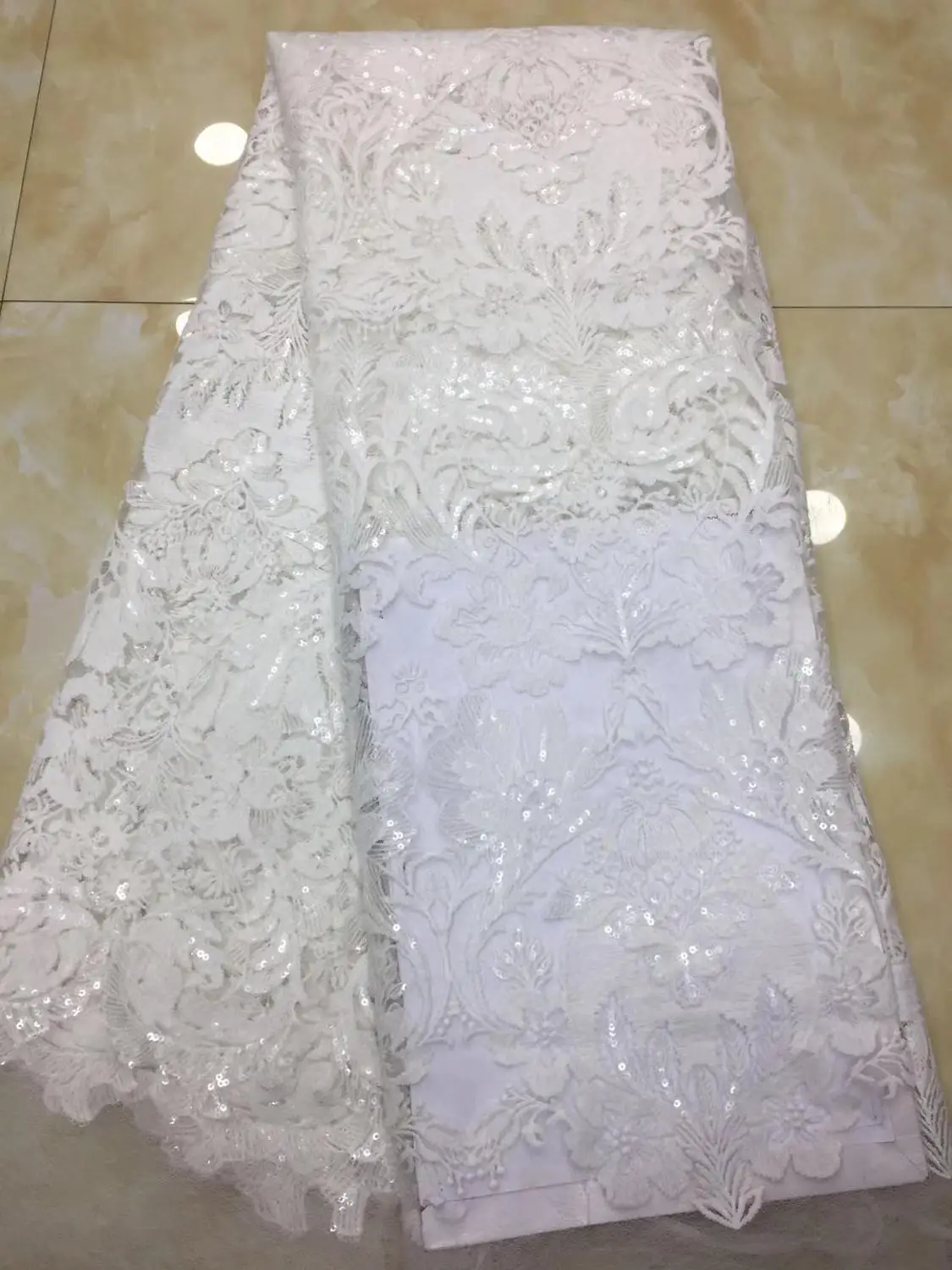 2020 fast ship  5 yards zx01  floral  ivory offwhite dobby  embroidery net mesh lace fabric for sawing bridal wedding dress