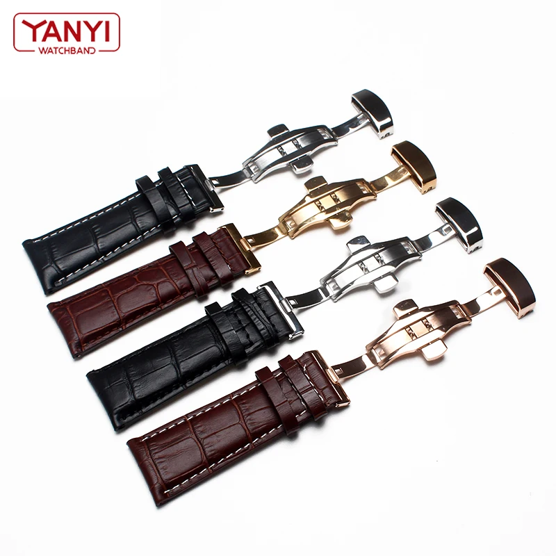 Genuine Leather Watch Strap 21mm 22mm 23mm 24mm watchband pin Clasp mens leather bracelet general watch band alligator grain
