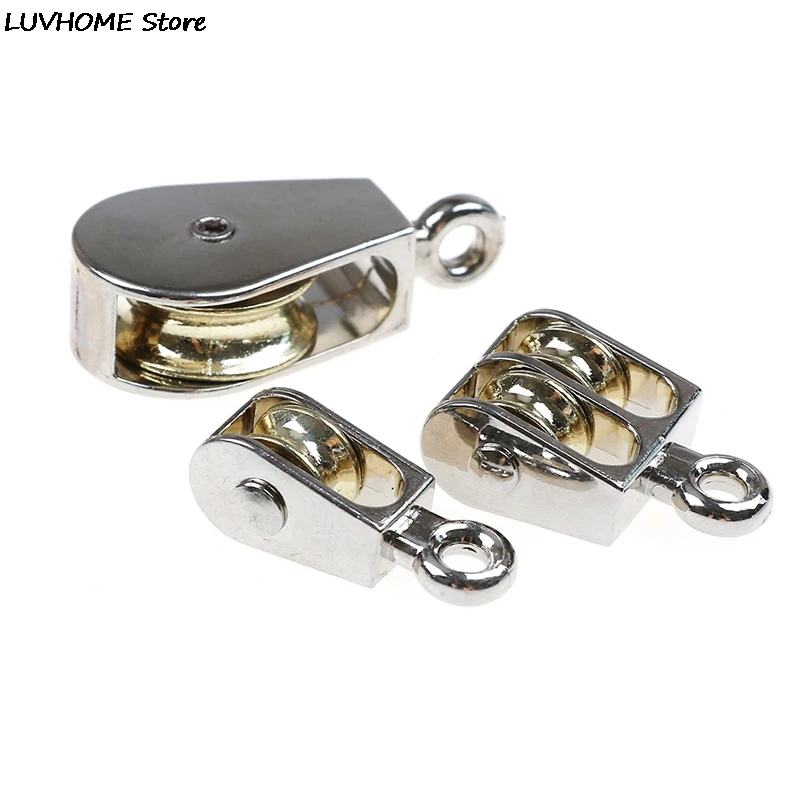 Hot! DIY Metal Sheave Zinc Alloy Fixed Pulley Crown Block And Tackle Lifting Wheel Mini Single/Double Pulley 36/52/75mm