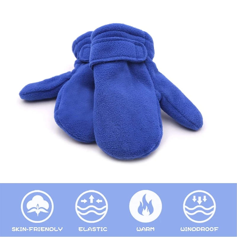 Toddler Infant Winter Mittens Lined with Fleece Easy-on Baby Boy Girls Warm Thick Children Windproof Gloves Outdoor Hand Warmers