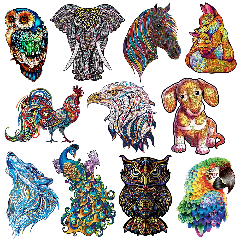 

Unique Cock Wooden Animals Puzzle For Adults Kids Puzzles Toys DIY Educational Games Christmas Gifts With Original Box Collect