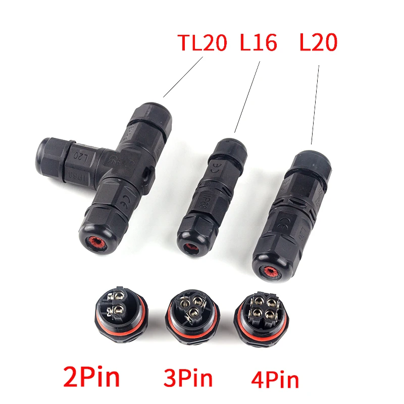 IP68 waterproof connector assembly type wire and cable quick connector 2/3/4/PIN outdoor LED lighting sealed connector