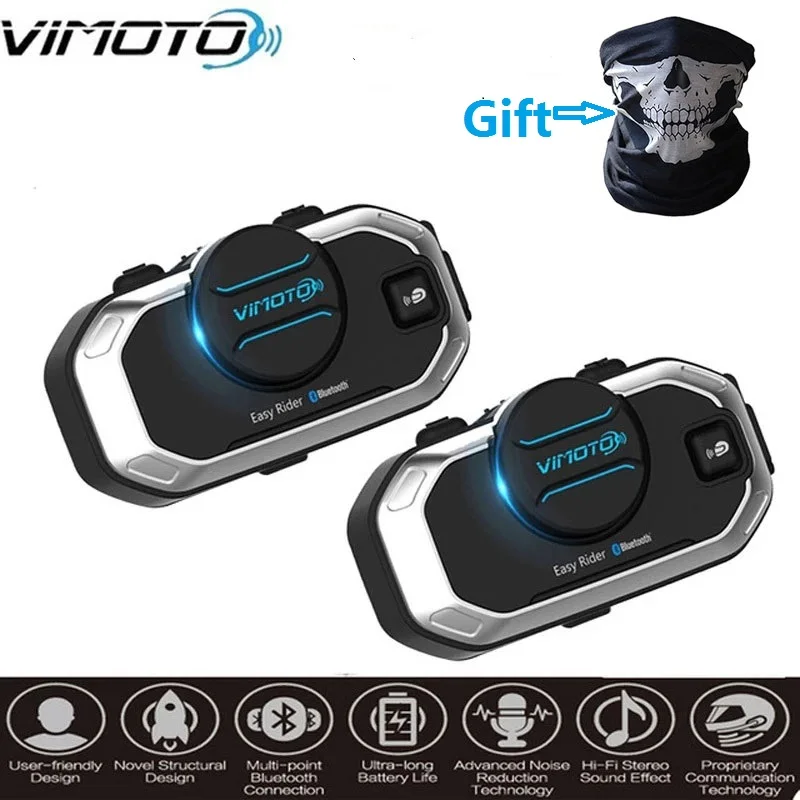 2pcs/lot Vimoto V8 Motorbike BT Interphone Motorcycle Bluetooth-compatible Helmet Intercom Stereo Headset  2 Way Radios