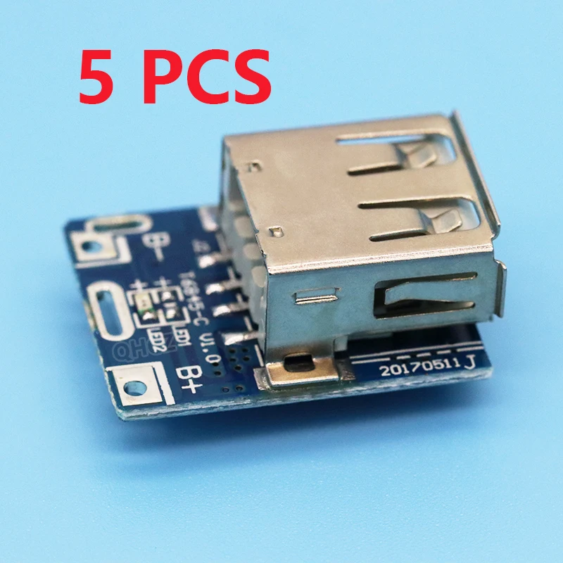 5PCS 5V Boost Step Up Power Module Lithium LiPo Battery Charging Protection Board LED Display USB for DIY Charger 134N3P Program