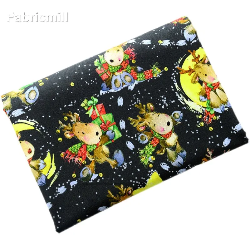 Christmas Fabric Cotton Digital Printed for Sewing Clothes Socks Christmas Decoration by Half Meter