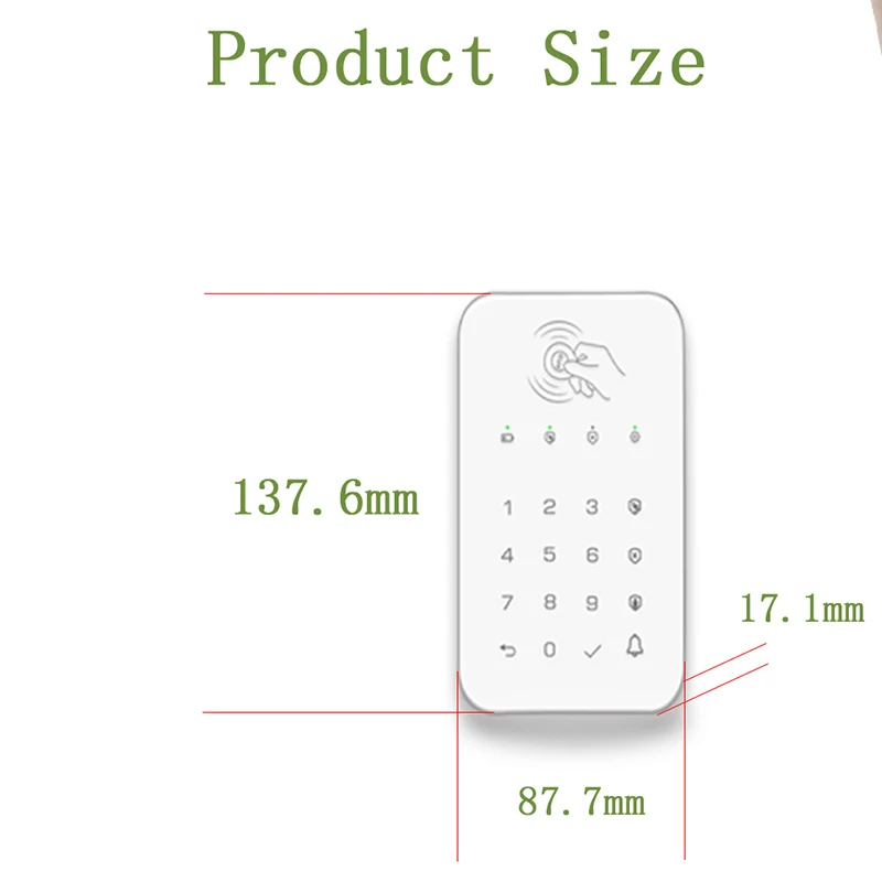 Wireless Touch Keyboard Lock 433Mhz Frequency Ev1527 Encoding For Arms Disarms Security System Passcode RFID Connected Alarm Hub