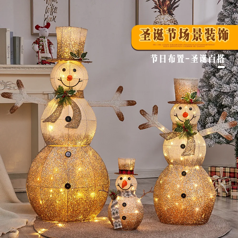 Creative Decorations Christmas Decorations Glowing Christmas Deer Snowman Decorations Reindeer Family 2021 New Year Decorations