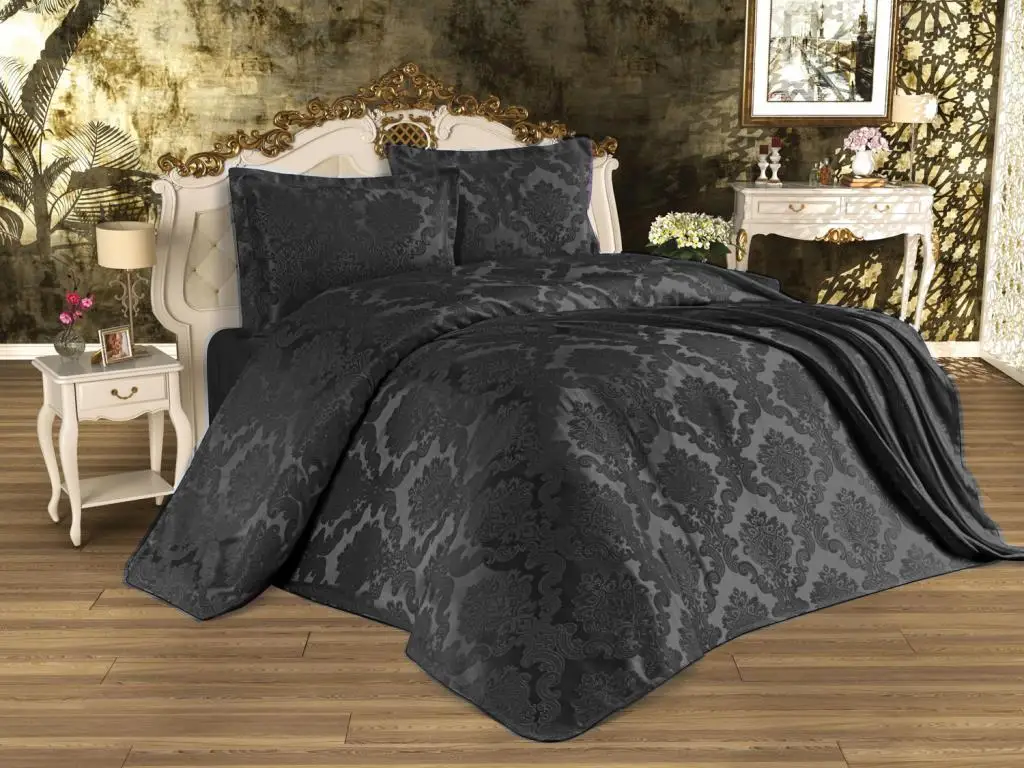 Busem Jacquard Chenille Single Bed Cover Black