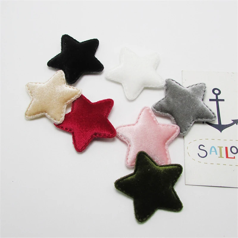 10-80Pcs Flannelette Stars Padded Patches Appliqued DIY Craft Supplies Kids Hair Pin Accessories Material Embossing Ornaments