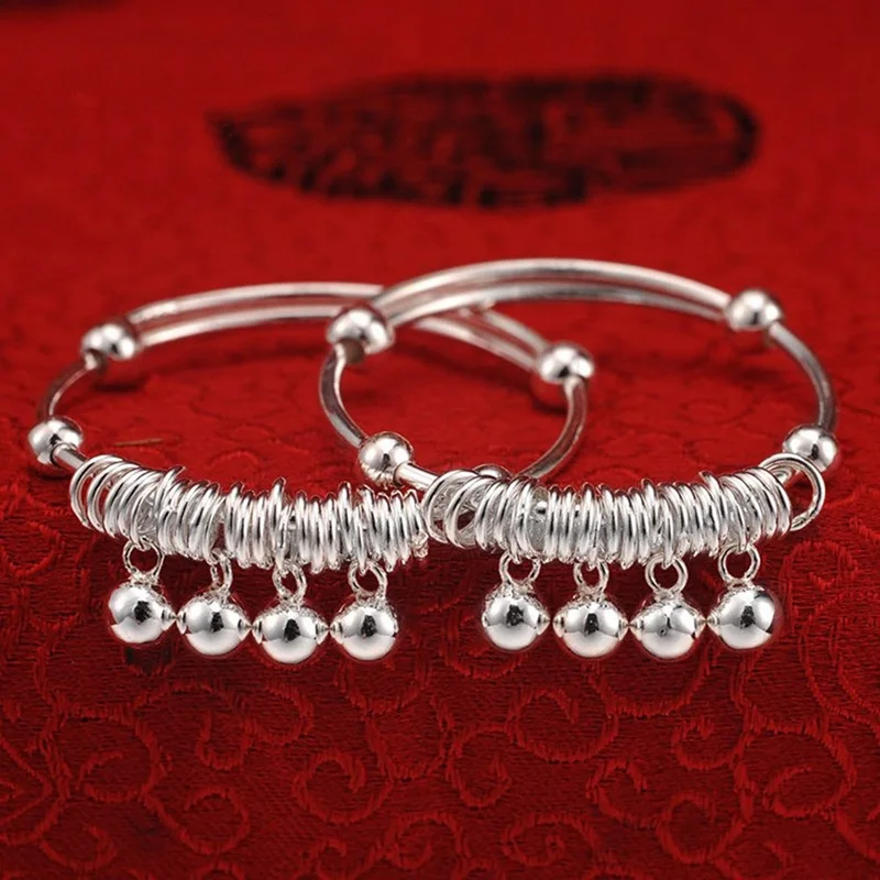 Baby Bracelet Silver Color Newborn Birthday Gift Infant Kids Adjustable Jewelry Handmade Chain Bracelets Anklet Fashion Circle