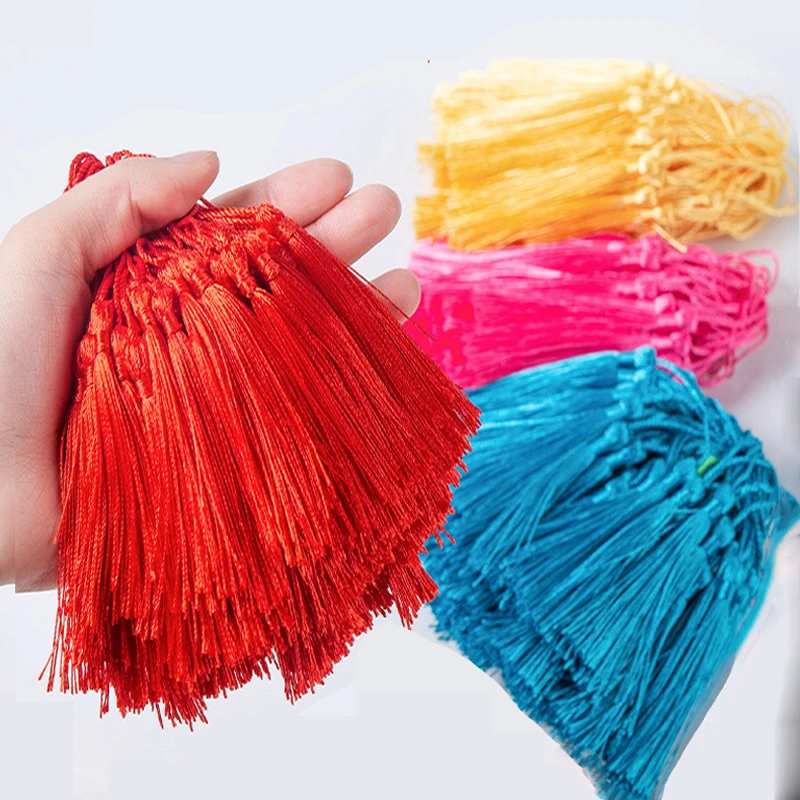 100-500 sztuk 13cm jedwabiste frędzle z pętlą na przewód ręcznie robione miękkie błyszczące zakładki Tassel do tworzenia biżuterii DIY Craft akcesoria do szycia