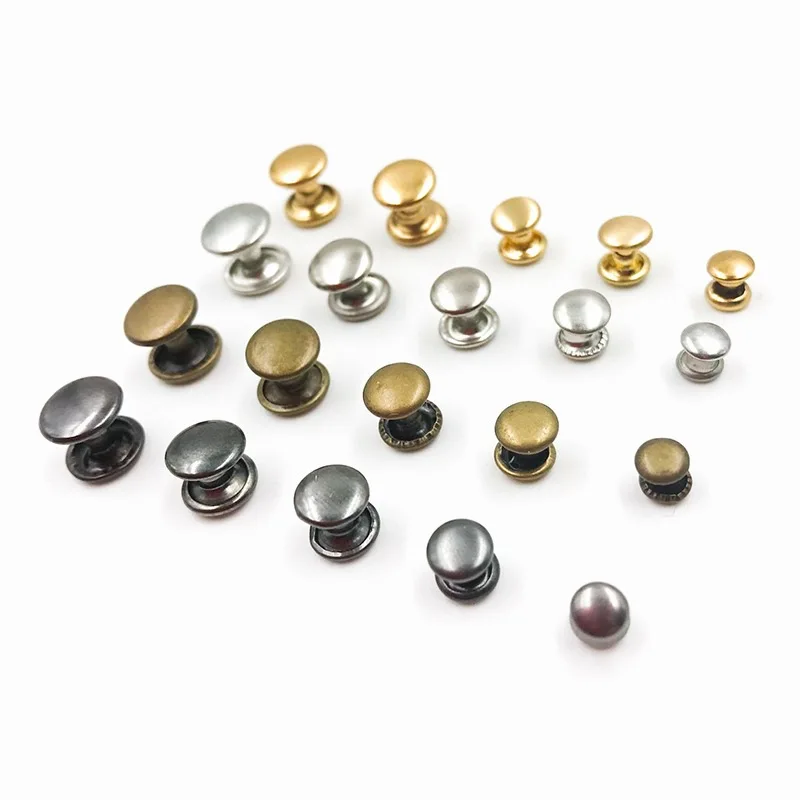 200 set di 5/6/8/9mm Rotondo Doppio Rivetto Della Vite Prigioniera di Collisione Del Chiodo Spike Belt Bag Abbigliamento bracciale In Metallo Per Il