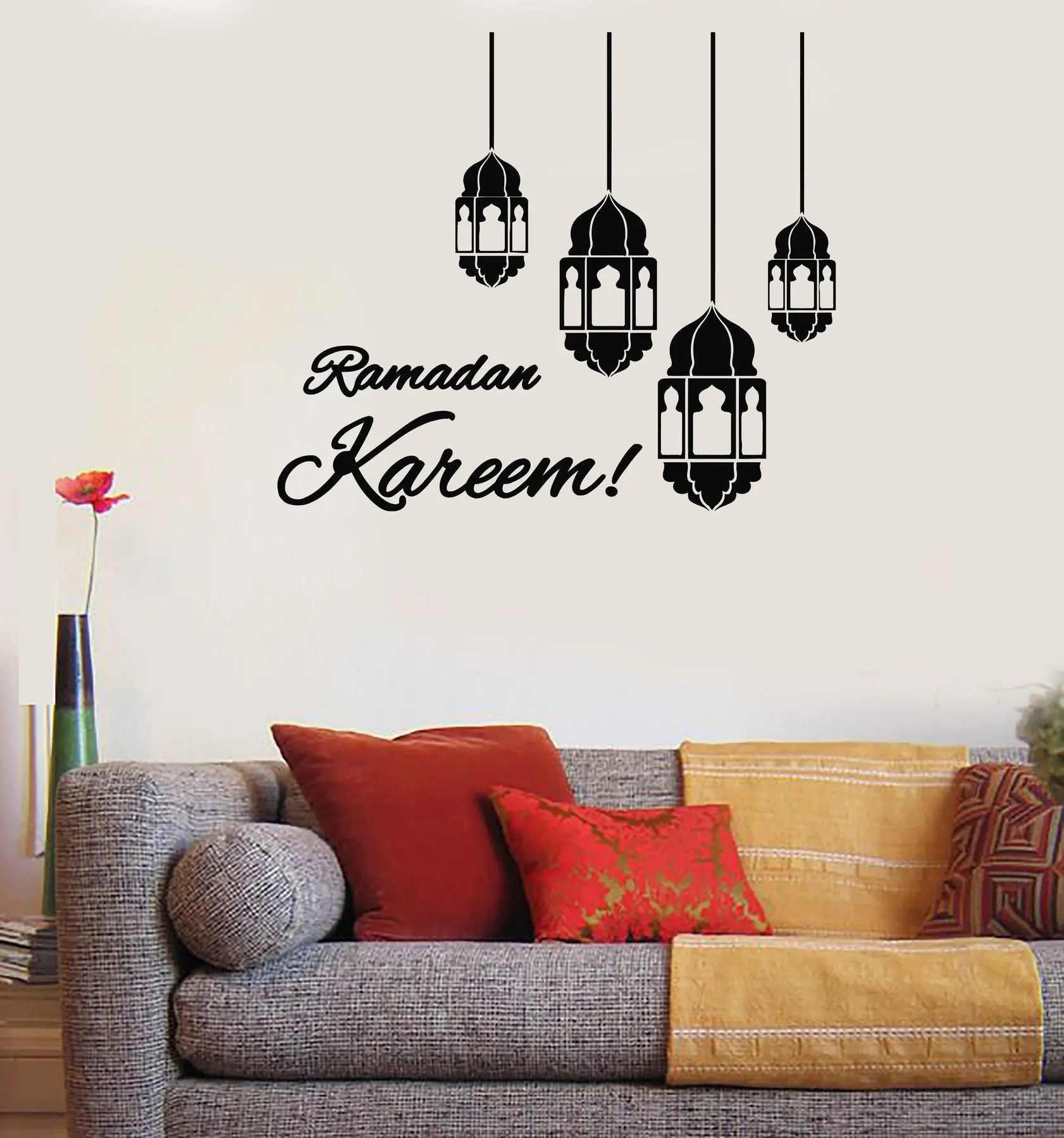 Vinyl Wall Decal Islam Arab Mosque Ramadan Kareem Sticker Mural Home Living Room Sofa Decoration Beautiful Sticker  MSL10