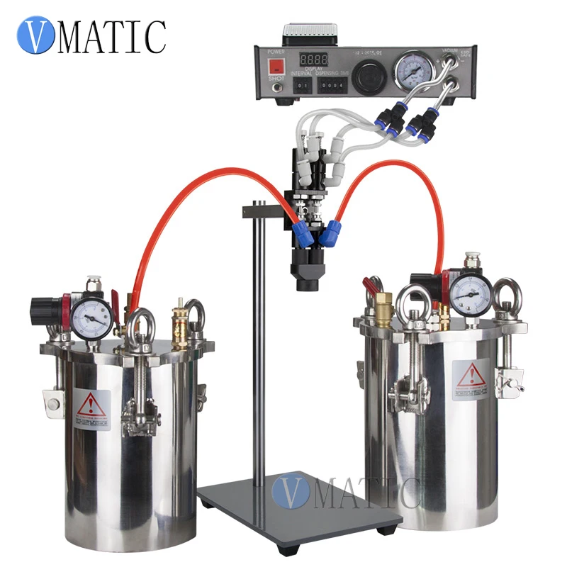 Free Shipping Semi Auto Glue Dispenser AB Mixing Doming Liquid Glue Dispensing Machine Equipment for Epoxy Resin