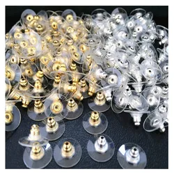 100pcs DIY Craft Accessories Silicon Stud Earring earrings Back Stoppers Ear Post Nuts Jewelry Findings Components Gold and Silv