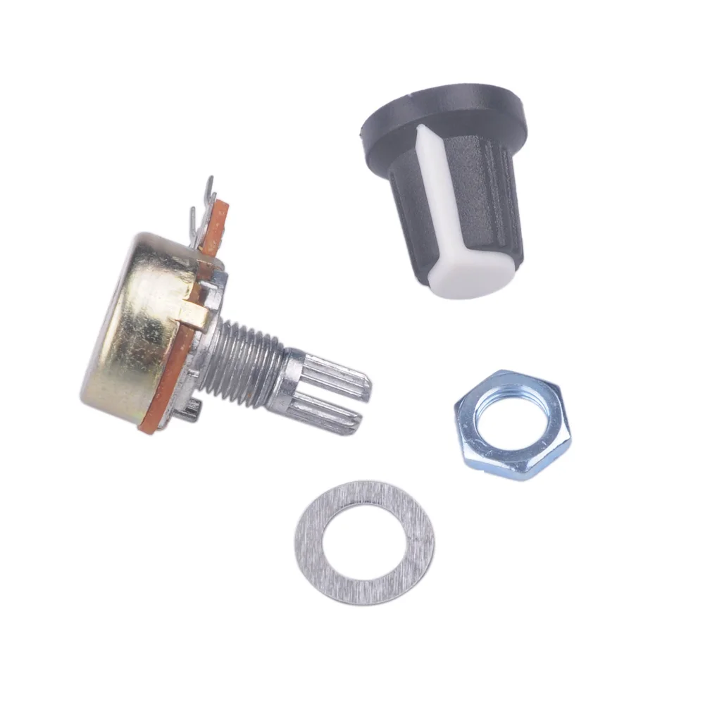 10Pcs 15 millimetri Singolo Potenziometro Lineare Kit Albero con Noci 10 Valore B1K B2K B5K B10K B20K B50K B100K b250K B500K B1M DIYmall