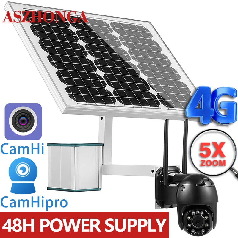 

Wireless 3G 4G SIM Security IP Camera HD PTZ 40W Solar Power Panel CCTV 5MP 5X Optical ZOOM Outdoor Surveillance Cam CamHi APP