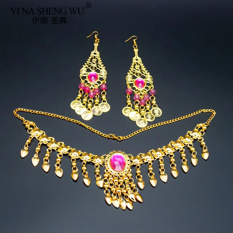 2/3pcs Set Belly Dancing Accessories Women Indian Belly Dance Necklace Earrings Gold Silver Set Belly Dance Accessory Wholesale