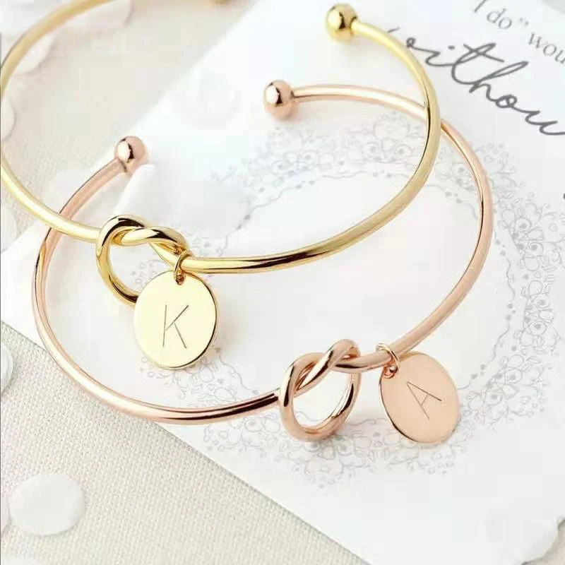 Buipoey Fashion Initial Letter Charm Bracelets For Women Girls Bow-knot Bracelets Bangles Fit Women Men Kids Childed Jewelry