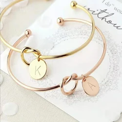 Buipoey Fashion Initial Letter Charm Bracelets For Women Girls Bow-knot Bracelets Bangles Fit Women Men Kids Childed Jewelry