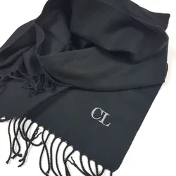 Personalised Embroidered Black Scarf Monogrammed Initials Custom Scarves Monogram Scarf Your Text Scarf Winter Christmas Gifts