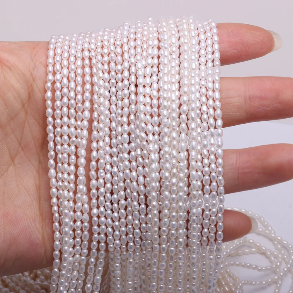 

Natural Freshwater Pearl Beaded High Quality Rice Shape Punch Loose Beads for Make Jewelry DIY Bracelet Necklace Accessories