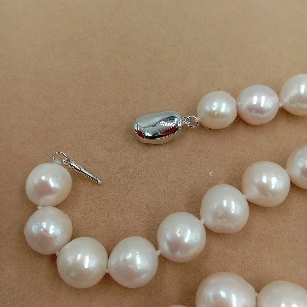 100% NATURE FRESHWATER BIG round PEARL chocker NECKLACE-40-59 cm,good quality 10-13 mm nature nice color pearl,nice CLASP