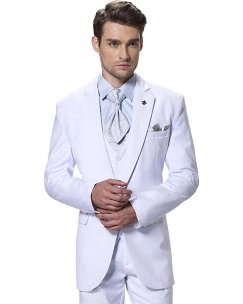 

2022 New Men‘s Suits Sets Slim Fit White Formal Occasions Suit Costume Homme Custom Made Male Blazer Trousers (Coat+Pants+Vest)
