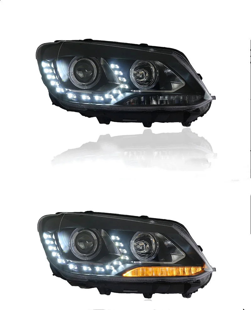 Osmrk HID LED headlight assembly angel eye daytime running light with turn signal for Volkswagen Touran 2010-2015