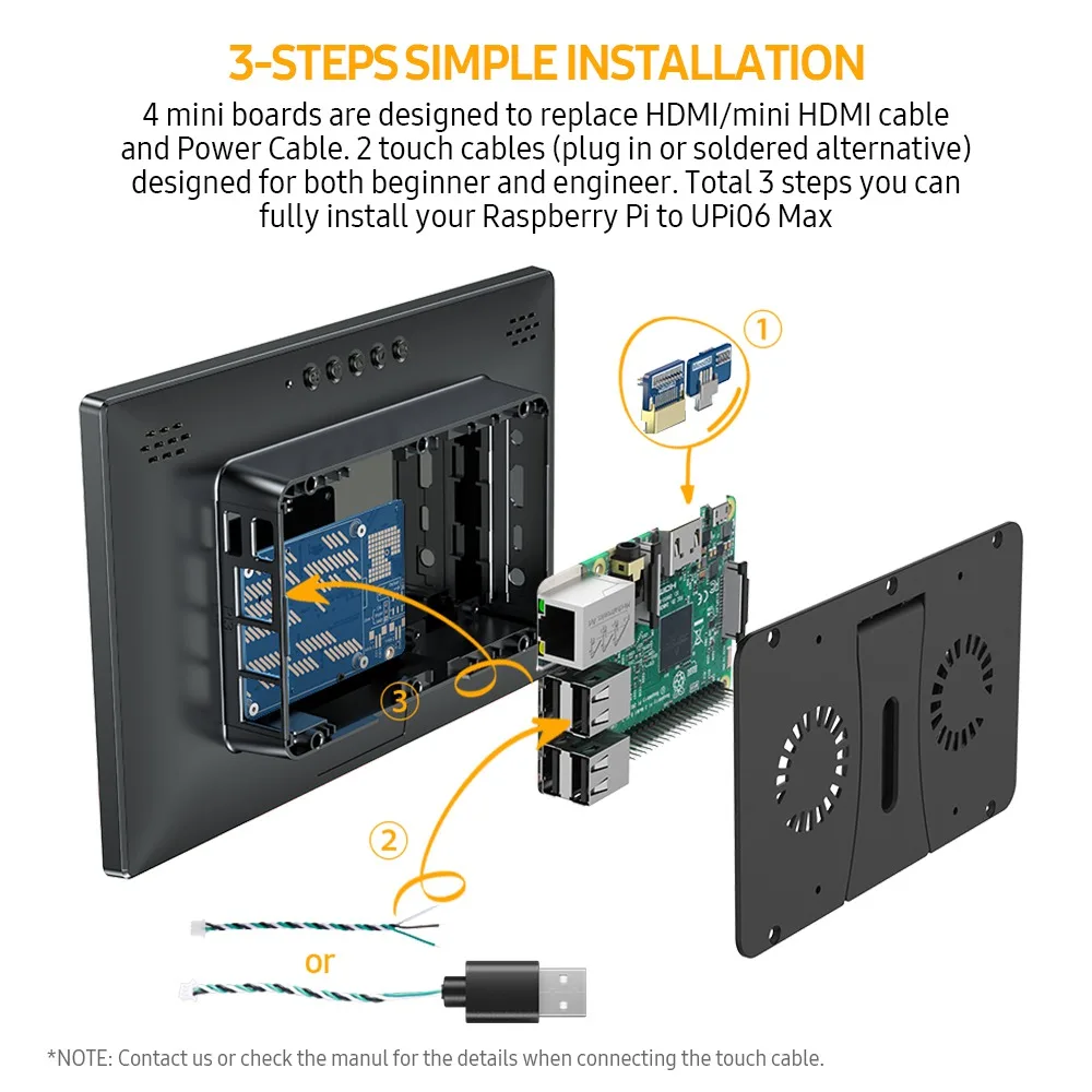 UPERFECT-pantalla táctil UPi06 Max Raspberry Pi 2 3 4 Modelo B Zero, Monitor portátil con estuche, Pantalla 16:9, 60Hz, USB, Kit de pantalla RasPi