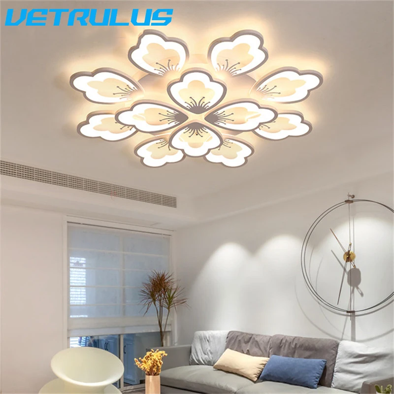 

LED Acrylic Chandelier Lotus Designed Light Modern Ceiling Lamp Living Dining Room Study Luminaire Hall Decor Fixture Lustre