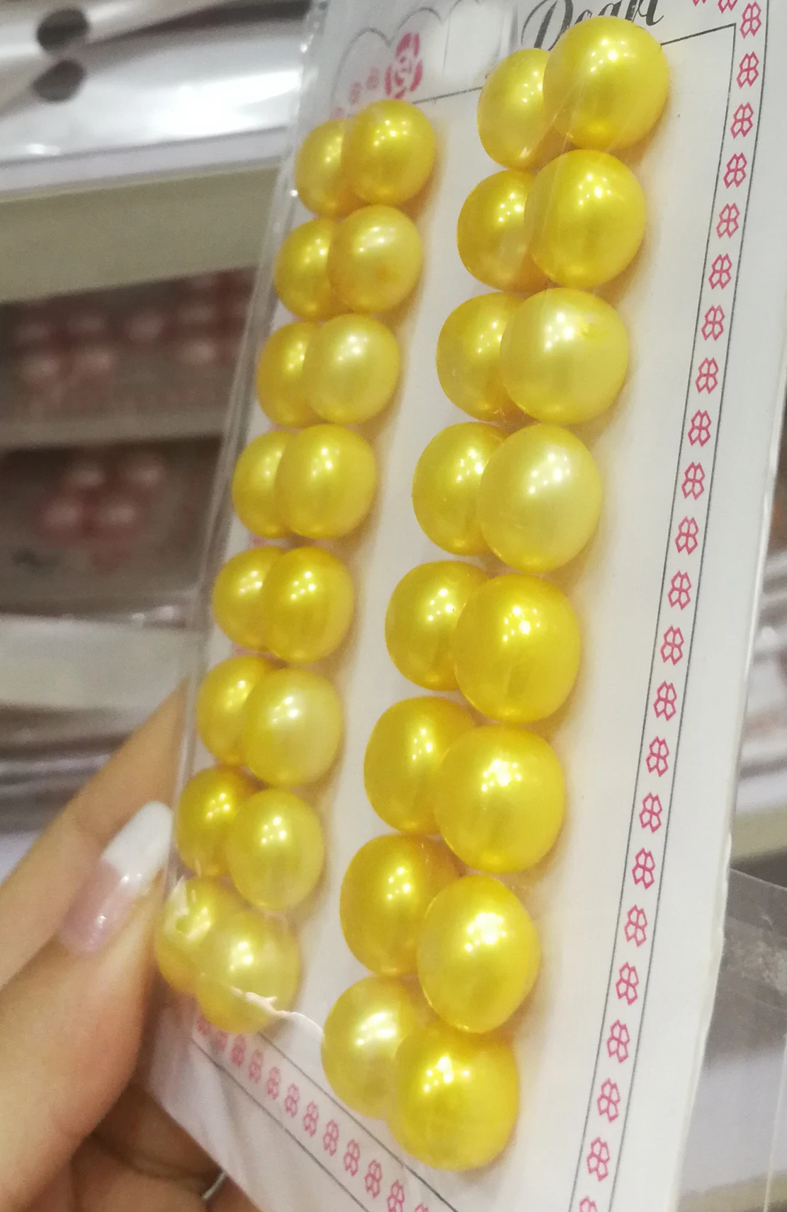 32Pcs Gold yellow pearls 11-12mm Pearl Plum Half Hole Drilled Pearl Super Luster Button Natural Freshwater pearl Loose Beads